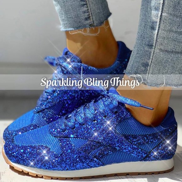 NEW Sparkling Bling Glitter Sneakers Athletic Sports Shoes Silver + FREE… - Picture 10 of 12